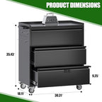 3-Drawer Rolling Tool Chest with Wheels, Pegboard and Push Handle - Image 3
