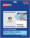 Avery TrueBlock Matte White Barbell Labels, Sure Feed Technology, 0.5" x 2.5", 2,250 Matte White Labels, Laser/Inkjet Printable, Great for Jewelry and Product Merchandising by Avery