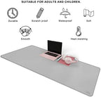Vyaaa 55"x24"PU Leather Desk Mat, Large Desk Pad & Mouse Pad, Waterproof Office Desk Mat for Home Office, Gaming, Writing,Computer Desk Protector (Light Gray) - Image 5