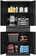 Fesbos 71" Metal Cabinet-Black Heavy Duty Storage File Cabinet Steel Tool Cabinets with Shelves, Lockable Doors and Drawers- for Garage, Pantry, Warehouse - Assembly Required by Fesbos