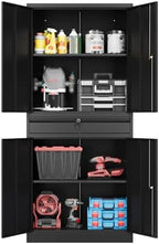 Fesbos 71" Metal Cabinet-Black Heavy Duty Storage File Cabinet Steel Tool Cabinets with Shelves, Lockable Doors and Drawers- for Garage, Pantry, Warehouse - Assembly Required by Fesbos