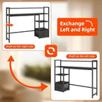 Desk Shelf with Drawer, 41.3" Desktop Organizer Shelf, Desk Hutch for Computer Monitor Max 32", 3 Tier Desktop Display Rack, Wooden Desk Top Bookshelf Storage Rack for Home Office Dorm, Black - Image 7