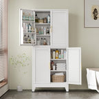 White Kitchen Pantry Storage Cabinet, 75" Metal Storage Cabinet - Image 6