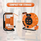 Extension Cord Storage Reel with 4-Grounded Outlet & 2 USB Port, 15A Circuit Breaker, Heavy Duty Open Cord Reel for 12/3,14/3 Gauge Power Cord, Hand Wind Retractable,ETL Listed Orange G85CR06 - Image 2