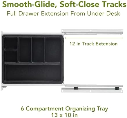 Perfect Posture Under Desk Drawer 13" x 13" Pen Organizer & Desk Storage - Image 6