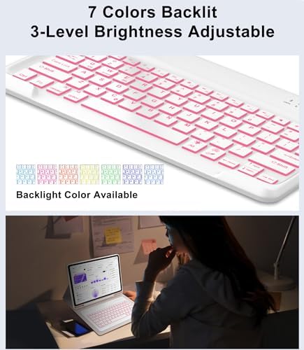 for Samsung Galaxy Tab S11 Ultra 14.6 Inch 2025 Backlit Keyboard Case, Galaxy Tablet S11 Ultra Case Keypad with S Pen Holder, 7-Color Backlight Keyboard for Samsung Tab 14.6'' SM-X930/X936B, Pink - Image 3