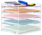 File Paper Organizer Letter Tray For Desk Office Supplies Folder Accessories Storage, Clear Acrylic, For Home School Desktop Organization - Image 2