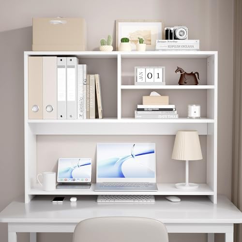 Jerry & Maggie 4-Tier Desktop Bookshelf Organizer with Hutch White 38 in - Image 3