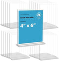 newnewshow 4x6 Inch Clear Acrylic Sign Holder, Display Stand, Plastic Card Holder for Business, Office, Retail (4x6 Inch 24 Pack) by NEWNEWSHOW