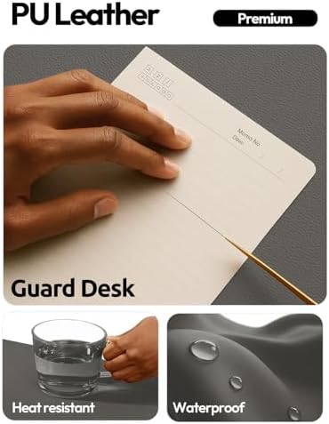 YSAGi Leather Desk Protector, Office Mat, Large Mouse Mat, Non-Slip PU Leather Blotter, Laptop Desk Mat, Waterproof Writing Pad for Office and Home(Dark Grey, 63" x 24") - Image 3