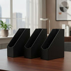 UnionBasic Leatherette Magazine File Holder Set of 4, Black - Image 3