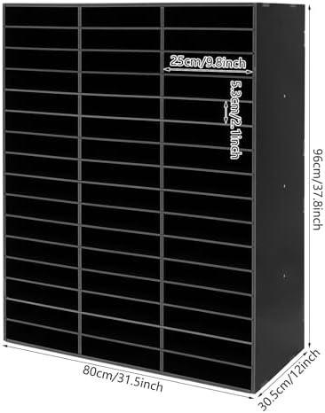 Literature Organizer with 48 Compartments, Adjustable File Sorter Mail Center, PVC Paper Storage Cabinet with Shelves for Home, Office & Classroom, Black - Image 2