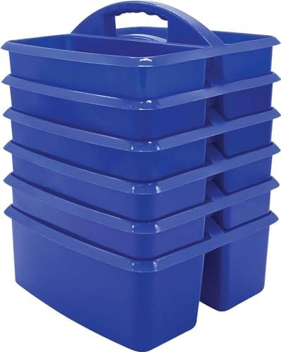 Teacher Created Resources Blue Portable Plastic Storage Caddy 6-Pack for Classrooms, Kids Room, and Office Organization, 3 Compartment by TeacherCreatedResourcesOS