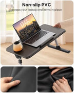 SAIJI Non-Slip Leather Laptop Bed Tray Table,Lap Desk with Laptop Stopper - Image 2