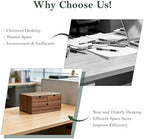 2-Tier Wooden Desk Organizer with 3 Drawers, Walnut Finish - Image 7