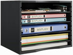 Bamjoy Wood 5 Tier Desktop Organizer, Paper Organizer Mail Sorter, File Holder Letter Document Storage with Adjustable Shelves for School Home Office, Black by Bamjoy
