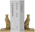 Gold Cheetah Book Ends, Decorative Leopard Bookends for Shelves by Home