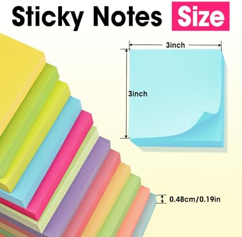 240 Pads Sticky Notes 3x3, Self-Stick Pads Bulk Bright Colors, School Supplies, Office Products, 50 Sheet/Pad - Image 3