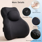 Lumbar Support Pillow with Vibration Massage for Office Chair, Ergonomic Memory Foam Back Support Cushion with Adjustable Strap for Computer Gaming Chair, Navy Blue-Black - Image 7