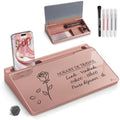 TOWON Compact Glass Desktop Whiteboard with Storage 12x7 in, Rose Gold by TOWON