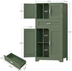 TEENFON Bathroom Floor Storage Cabinet with Adjustable Shelf, Freestanding Storage Cabinet with 4 Doors, Cupboard for Living Room, Home Office, Entryway, Forest Green - Image 3
