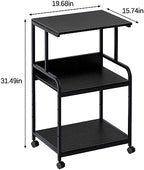 Arbuxzuy Printer Stand with Storage Shelf,3 Tier Printer Cart with Wheels,Mobile Printer Table for Home Office,Stands for Heat Press Scanner Fax,Industrial Style (Black) - Image 3