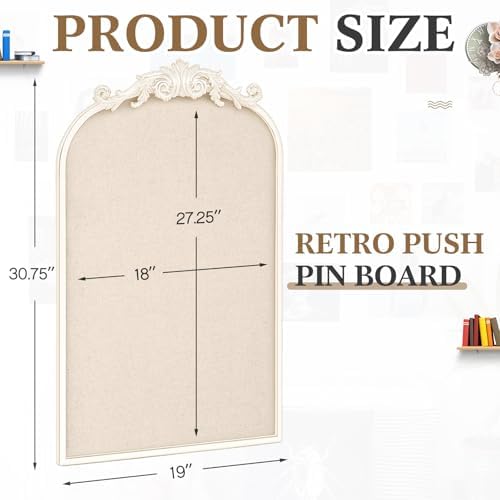 Wonderjune Linen Display Pinboard, Arch, 19" X 31", White - Image 3