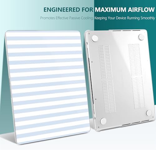 DONGKE Compatible with MacBook Pro 16 Inch Case (2026-2021 Release, M5 M4 M3 M2 M1 Pro/Max Chip), Plastic Hard Shell with Keyboard Cover & Screen Protector for MacBook Pro 16", Blue & White Stripes - Image 4