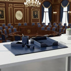 DACASSO Bonded Leather Desk Set - Luxury Leather Desk Pad & Desk Organization Essentials (Navy Blue, 5 Piece) - Image 3