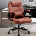 Leather Office Chair Swivel Lumbar Support for Short People Brown by NexthroOfficeChair
