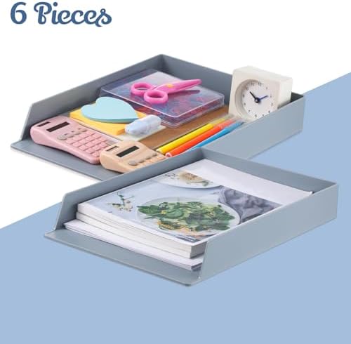 Wenqik Gray Letter Trays Stackable, 6 Pcs Plastic Desk Organizer - Image 2
