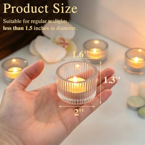 96 Pack Tea Light Candle Holders, Glass Clear Tealight Candle Holder Votive Candles Holders for Fall Wedding Table Centerpiece, Home Decor and Party Supplies - Image 2