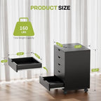 5-Drawer Chest, Office Storage Dresser File Cabinet with Wheels, Mobile Dresser for Home Office, Black - Image 3