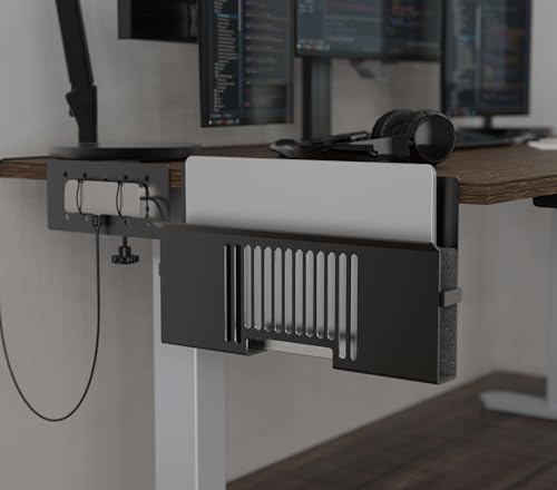 Vertical Side-Mount Laptop Holder Bracket for Desk Storage -fits: Dell/Acer/ASUS/XPS/MacBook/Surface/Lenovo/HP/Gaming Laptops (up to 16 inches) (Perforated Steel, Alloy Steel) - Image 2