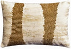 The HomeCentric Gold Pack of 2, 12"x26" (30x65 cm) Lumbar Pillow Cover, Cotton Linen Foil Foil & Sequins Beaded Oblong Pillow, Abstract Pattern Modern Style - Gold Addict by TheHomeCentric