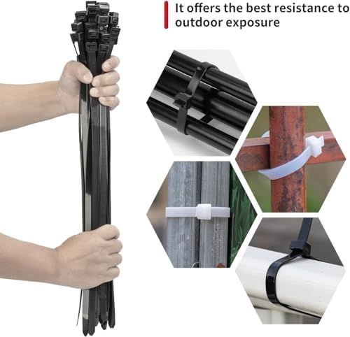 BethTie 300 Pcs Black Zip Ties Assorted Sizes 12"+20"+26"+36" 220 LBS - Image 7