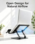 2-in-1 Laptop Stand with Phone Holder, 360° Swivel Laptop Riser for Desk - Image 5