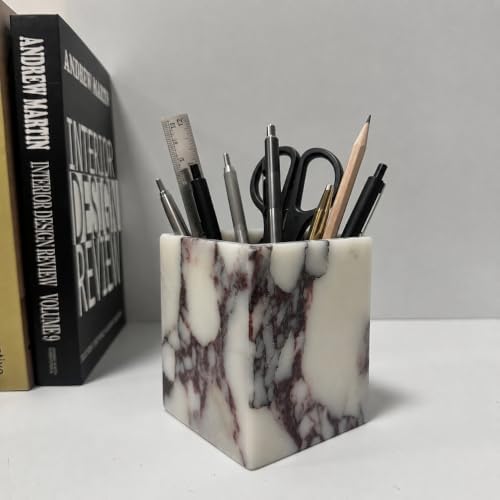 Natural Calacatta Viola Marble Makeup Brush Holder, Pen Holder - Image 3