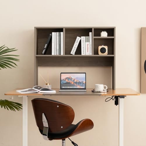 Desktop Bookshelf, 3-Tier Wood Countertop Bookcase with 5 Shelves, Desk Hutch for College Dorm, Multipurpose Desk Organizer Shelf Display Rack for Home Office, Hutch Top Only - Image 7