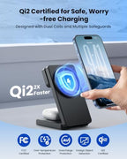 Magnetic Wireless Charging Station for Apple: Upgraded QI2 Certified 15W 3-in-1 Magsafe Wireless Charger Stand, Foldable Travel Fast Charger for iPhone 17 16 15 14 13 12 Series, Apple Watch, AirPods - Image 5