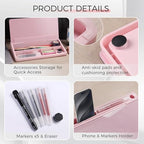 TOWON Compact Glass Desktop Whiteboard with Storage 12x7 in, Pink - Image 3