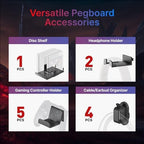 PEGZONE Controller and Headphone Holder Wall Mount, 7pcs, Black & Red - Image 4