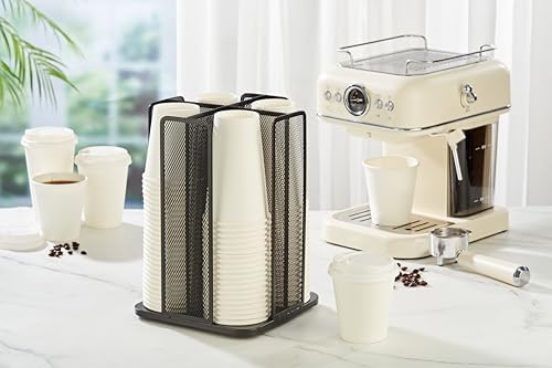 Annova Paper/Plastic Cup and Lid Holder Plastic Storage Organizer, 360°Rotating Coffee Mup Dispenser with 4 Compartments, Multifunctional Storage Rack for Home, Office, Bar, Coffee Shop (Black) - Image 4