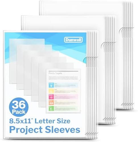 Dunwell Clear Folders for Documents, Plastic 8.5x11 File Sleeves, 36 Pack by Dunwell