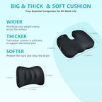 FLORICH Car Seat Cushion and Back Support for Office Chair Memory Foam Chair Cushions Pressure Relief Seat Pads with Gel Massage Point Lumbar Support Relief Sciatica & Tailbone (Black) - Image 3