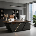 SAINTCY Professional Executive Desk with Privacy Panel & Drawers | Electric Standing Desk for Law Firms, Financial Offices & Corporate Campuses | Modern Workspace Solution (Left Return, 79 in) by SAINTCY