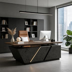 SAINTCY Professional Executive Desk with Privacy Panel & Drawers | Electric Standing Desk for Law Firms, Financial Offices & Corporate Campuses | Modern Workspace Solution (Left Return, 79 in) by SAINTCY