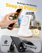 3 in 1 Fast Charging Station for iPhone, 25W Wireless Magnetic Phone Charger for iPhone 17 16e 16 15 14 13 12 Serise, Watch Charger Stand, Wireless Charging Station for AirPods 4 3 Pro, White - Image 6
