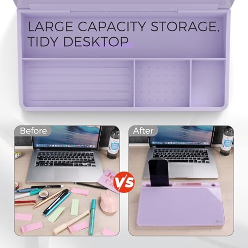 TOWON Compact Glass Desktop Whiteboard with Storage 12x7 in, Lavender - Image 5