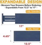 SpaceAid Bamboo Dresser Drawer Dividers 6 Pack, 4.65“ High Adjustable 12.5“-17” Drawer Organizers, Expandable Organization for Clothing, Clothes, Dressers, Navy Blue - Image 3